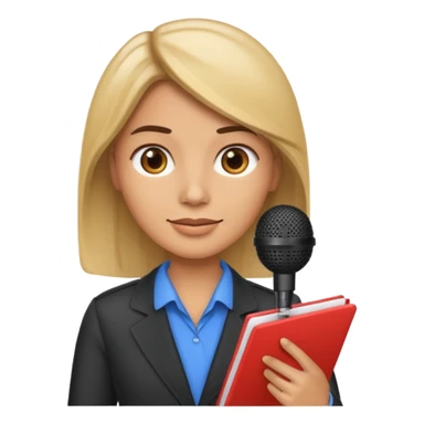 CNN news reporter emoji holding a notepad and microphone sticker