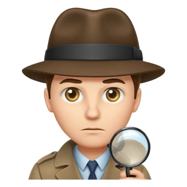 a detective leaning and looking at something with magnifying glass sticker