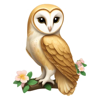 Golden barn owl with floral pattern on wings  sticker