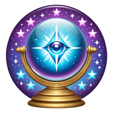 A vibrant, mystical icon symbolizing fortune telling and esotericism. Include elements like a crystal ball, tarot cards, stars, and mystical symbols with a glowing, ethereal feel. The design should be colorful, eye-catching, and evoke a sense of magic and mystery. sticker