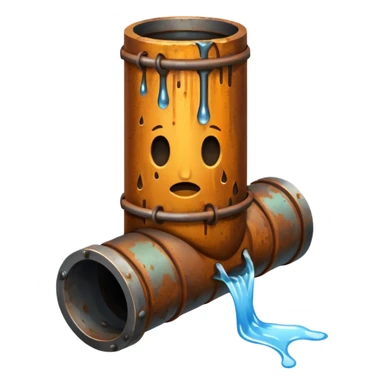 sewer steel pipe with leaking water  sticker