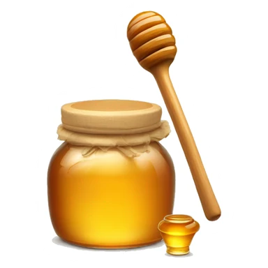 glass jar of honey with a wooden honey dipper sticker