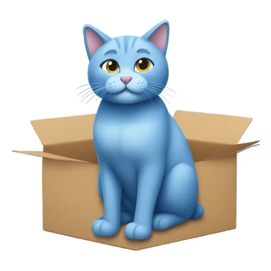 The English short blue cat is in a cardboard box sticker