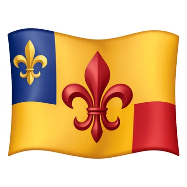 Louisiana Creole flag with a deep blue background, a single gold five-pointed star in the upper left, and three gold fleur-de-lis below it. Flat vector design, clean lines, high contrast, no text, clear at small size. sticker