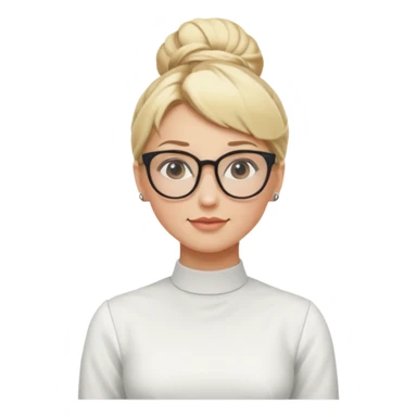 Blonde Women with Bun, Office Woman – tight blonde high bun, glasses, white blouse, confident look, dress, big breasts sticker