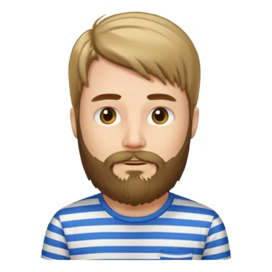 man with long hair and beard wearing vertical striped t-shirt sticker