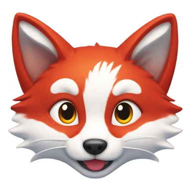 Kitsune head, red and white, happy face sticker