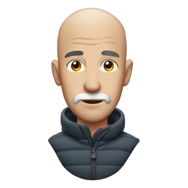 A bald man freezing in the snow sticker