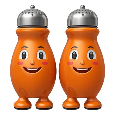 make a salt and pepper but make the pepper orange and make them both have legs and faces
 sticker