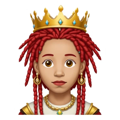 lightskin with red tipped dreads, hooped gold earrings, wearing a crown sticker