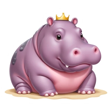 Fat hippo with blush and lashes on beach  sticker