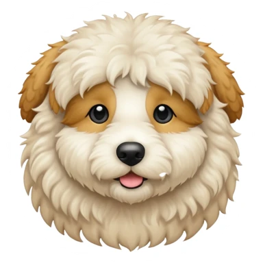 Can you make me an emoji of a white mini golden-doodle no brown in his fur with black eyes? sticker