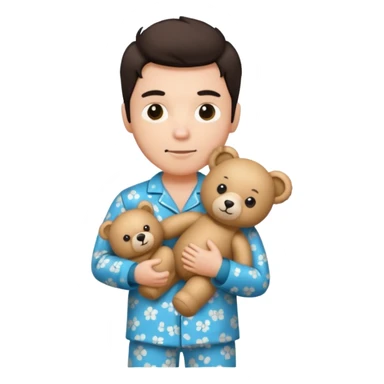 rock & roll fan wearing pajamas and holding a teddy bear sticker