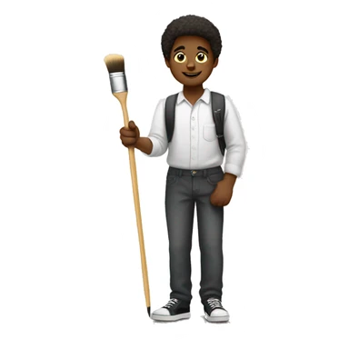 white schoolboy artist with brush sticker