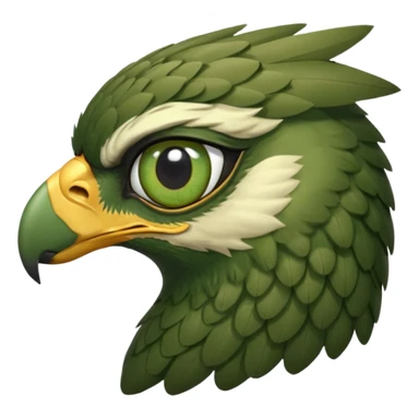close up of just the eye and nothing else at the side profile of the face of a green hawk that is looking away from the camera sticker