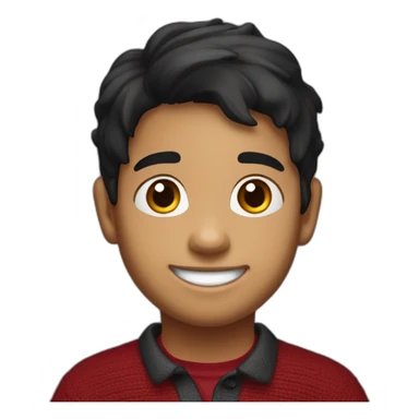 light skin smiling indian kid with black hair wearing a dark red sweater polo sticker