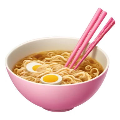 traditional ramen, pink and gold bowl, gold chopsticks sticker
