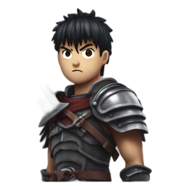 angry berserk guts carrying a huge sword on his shoulder framed on his bust sticker