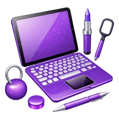 Purple Glitter office tools sticker