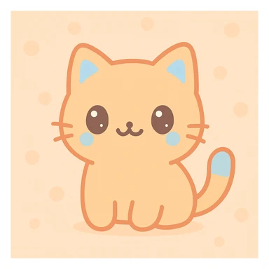 orange cute cat, cute kawaii style sticker