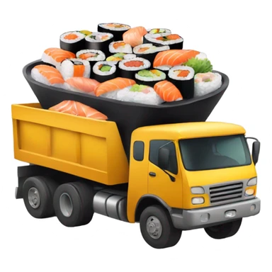 Dumptruck filled with sushi sticker
