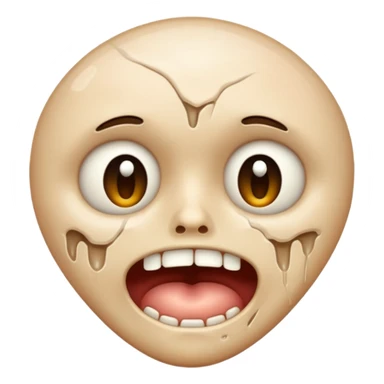 face with drool coming out and half bone sticking out sticker