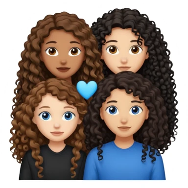 Two best friends .bestie 1: beige skin with brown long hair and blue eye. Bestie 2:mixed race skin with curly black hair and brown eye sticker