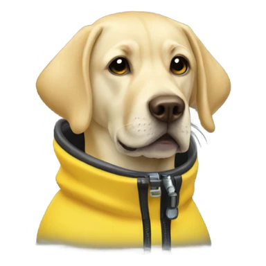 yellow lab dog wearing a scuba suit sticker