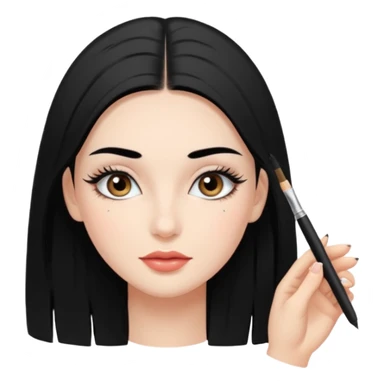 Красивая девушка с черными волосами с ресничками и бровями парманент sticker