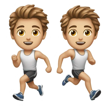 running twin boys white brown hair sticker