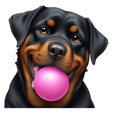 Rottweiler with a pink ball in its mouth sticker
