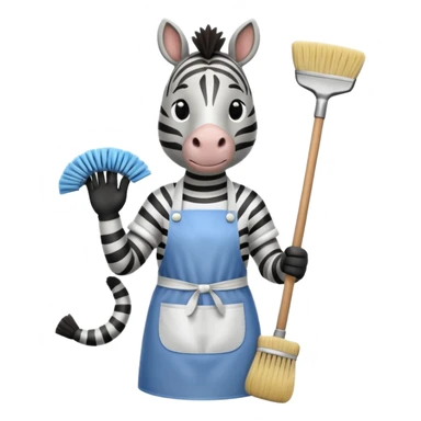 zebra is cleaning the house sticker