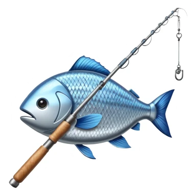 fat fishing rod with fish sticker