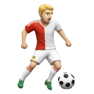 White European football player shooting the ball sticker