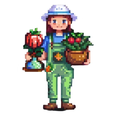Happy gardener with trophy and prize vegetables sticker