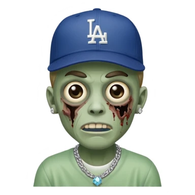 Zombie con gorra de los Dodgers y cadena con diamantes  sticker