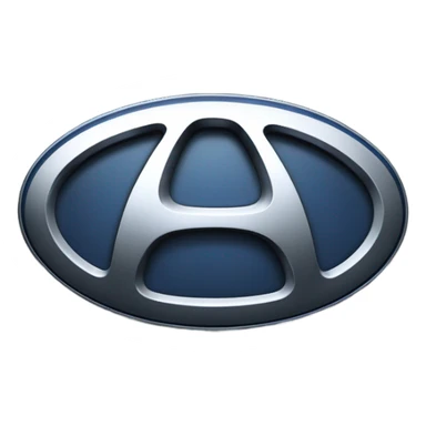 A highly detailed, photorealistic image of a Hyundai car emblem, stylized “H” enclosed in an oval shape sticker