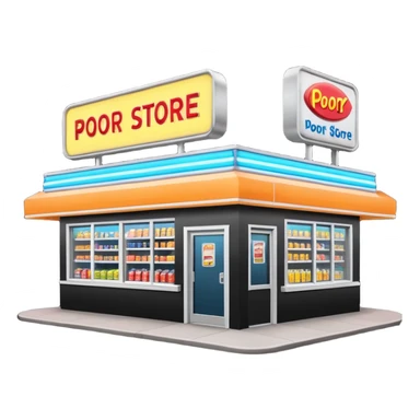 Convenience store named poor store and more sticker
