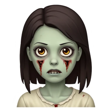 Black eyes, deep brown hair zombie girl sticker