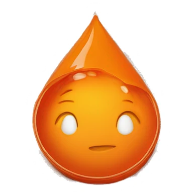 An upward spiral starting from a crumpled orange plastic lid and ending in a shiny orange teardrop-shaped pendant sticker