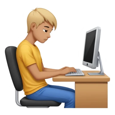 person with bad back or neck posture emoji (like sitting all tilted towards computer) sticker