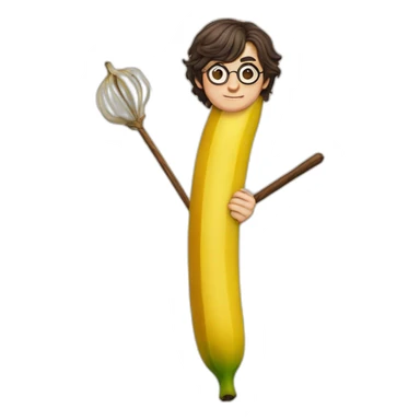 Harry potter but the wand is a banana sticker