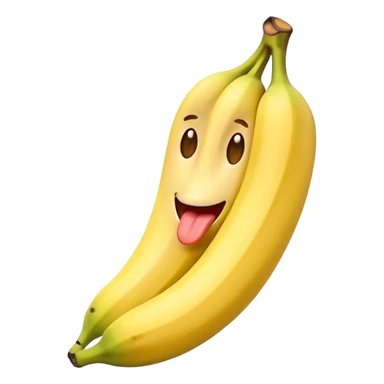 a banana emoji with the end of it in the mouth of a normal heart eyes emoji with its tongue out sticker