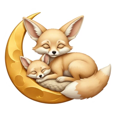 fennec sleeping on a moon sickle  sticker