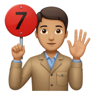 Un bonhomme tenant une pancarte avec le numéro 6 dans la main gauche et une pancarte avec le numéro 7 dans la main droite  sticker