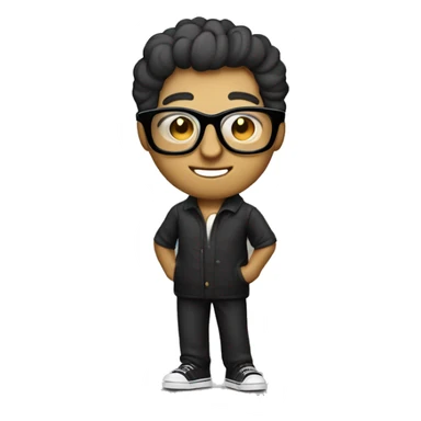"Design a 'Cinephile' emoji featuring a cool character with film reel eyes, wearing stylish black glasses. Add a small clapperboard and popcorn bucket in the background, capturing the essence of movie lovers with a sleek and cinematic vibe." sticker