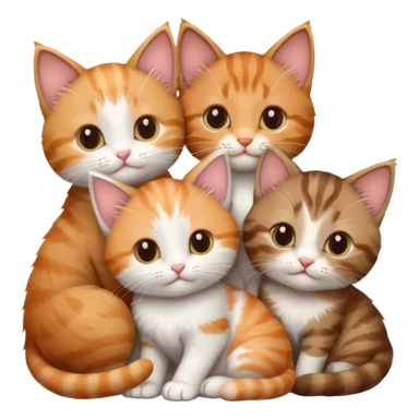 6 tiny kittens cuddling together all different colours, the first one is grey and white, the second is ginger and white and the third is brown tabby and white sticker