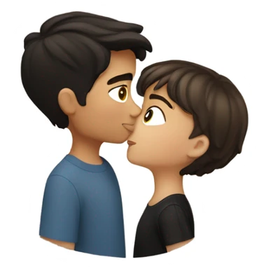 White girk with brown hair kissing a Hispanic boy who has black short hair sticker