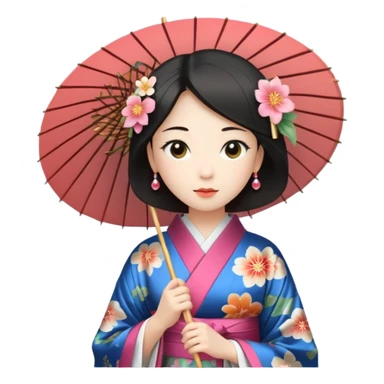 Japanese Princess with paper umbrella sticker