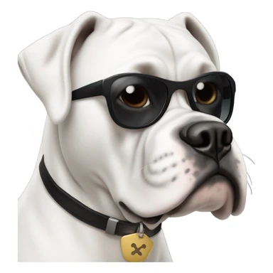 White boxer dog with completely black sunglasses   sticker